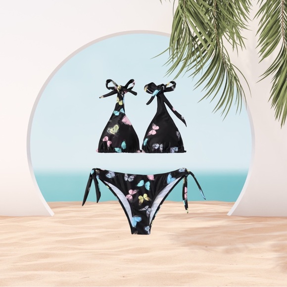 Butterfly print triangle bikini top size XS or S - Picture 1 of 7